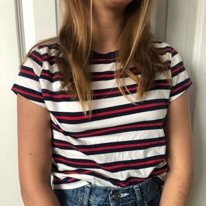 H&M Stripped Crop Tee